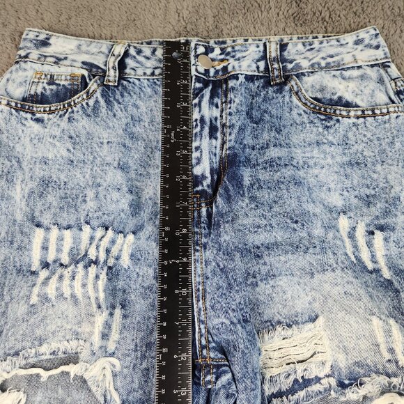 Womens Acid Wash Distress Wide Leg High Waist Jean *Size 8 Ripped Grunge Stretch - Picture 5 of 10